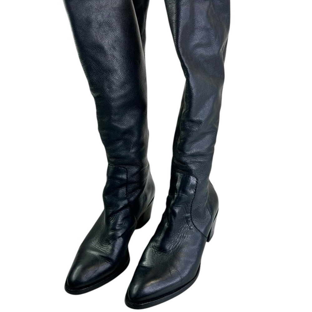 DVF Diane Von Furstenburg black leather heeled back zip boots size 7.5 M